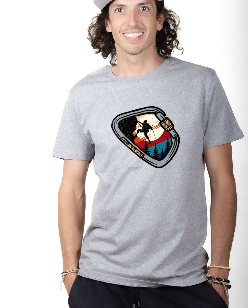 PROMO T-SHIRT HOMME : FRENCH ALPS SPIRIT ESCALADE-GRIS-XL