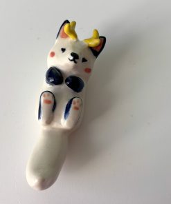 Figurine : Renard aux bois de cerf – Blanc