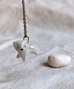 White Panther Porcelain Pendant